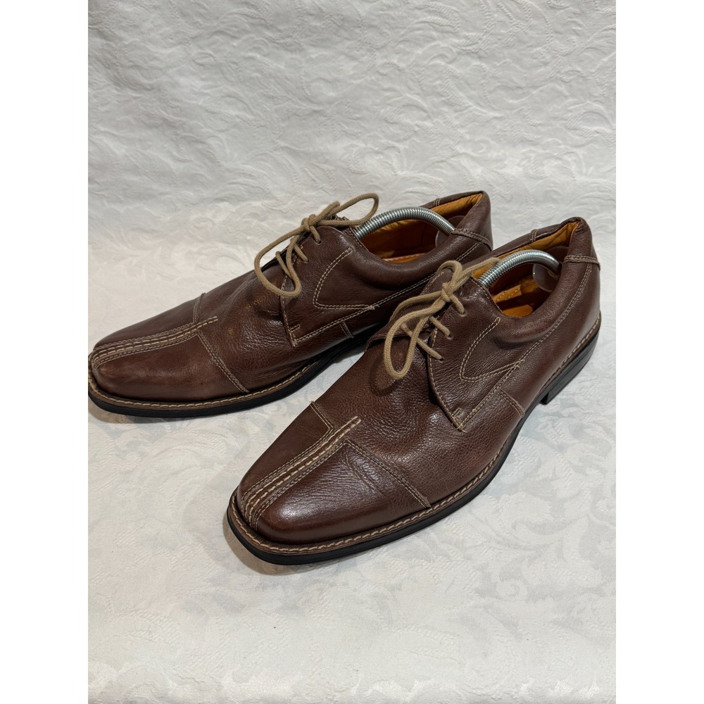 Sandro Moscoloni Men 12D Brown Leather Oxford Square Toe Lace Up Dress Shoes